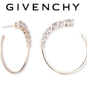 Givenchy Gold-Tone‎ Crystal Frontal 1" Hoop Earrings